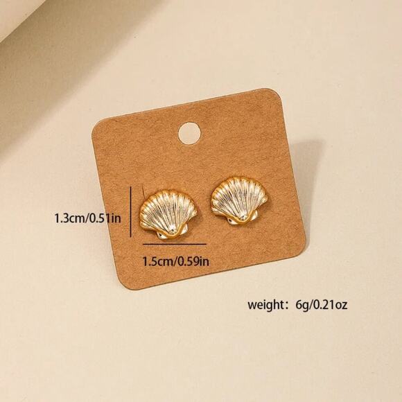 2/$30 NEW Dainty Delicate Sea Shell Earrings Gold or Silver Post Stud Backs 130 - Picture 5 of 15